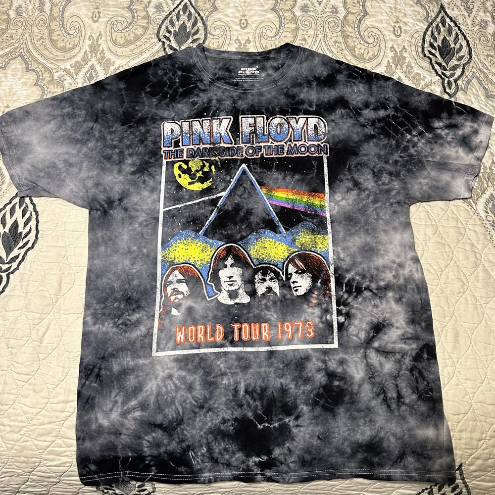 Pink Floyd tie dye shirt black white colored 1973 world tour‎ XL